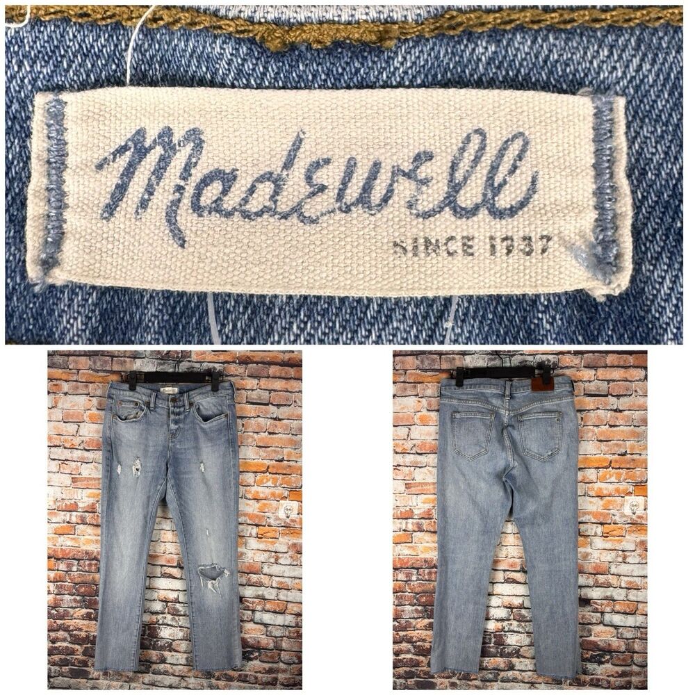 Madewell Slim Boy Jean Distressed Women's Denim Blue Jeans Size 26"x27"